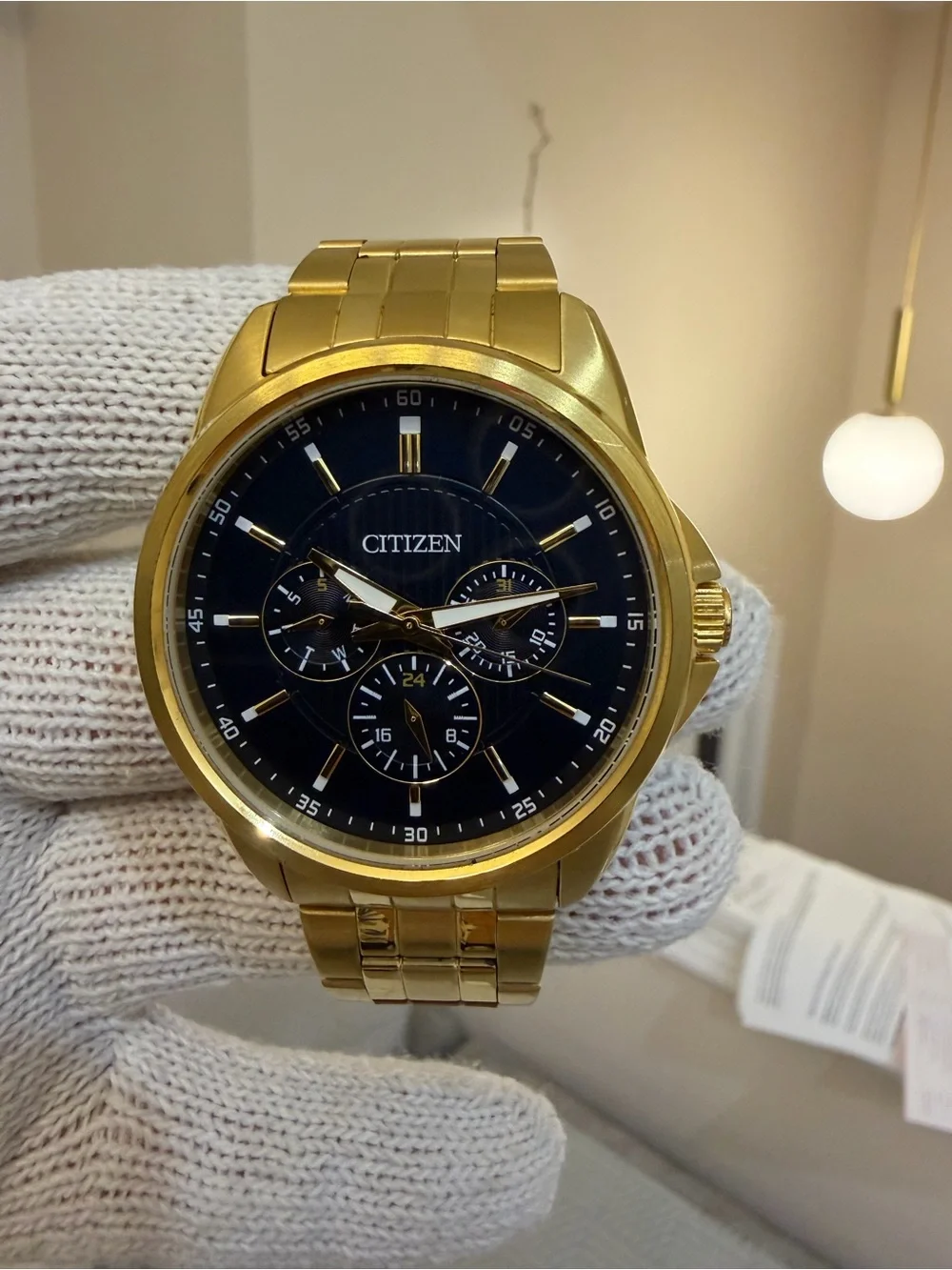 Citizen Gold Multi-Function Men's Quartz Blue Dial Watch AG8342-52L w/ Box 42mm